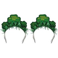 2x Groene diadeem Happy St Patricks Day   -