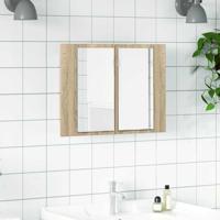 Badkamerkast met spiegel LED 60x12x45 acryl sonoma eikenkleurig