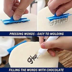 cookie fondant stamper, maak gelukkige verjaardag jubileumwensen met taartdecoratie toppers, desserttafel aankleedbenodigdheden, taartdecorbenodigdheden, bakdecorbenodigdheden, feestdecorbenodigdheden Lightinthebox