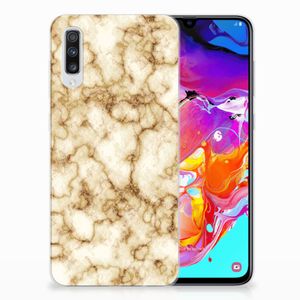 Samsung Galaxy A70 TPU Siliconen Hoesje Marmer Goud