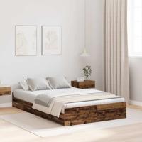 Opbergbedframe met lade Oud Hout 120 x 190 cm Bewerkt hout