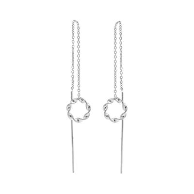 Karma Pull Through Doortrek Oorbellen Loose Twisted Open Circle Zilver