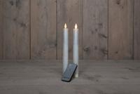 2PCS PAREL RUSTIEK WAX DINER KAARS 23CM BEW. VLAM MET AFSTANDS BEDIENING 2XAA - Annas collection
