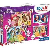Clementoni - Edukit - Disney Prinsessen - 4 in 1 leerdoos - 2 puzzels, 1 memo, 1 set van 6 kubussen - Made in Italy