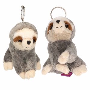 Set van 2x stuks pluche luiaard sleutelhangers 10 cm