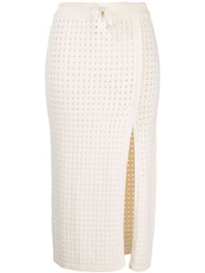 Cashmere In Love Mona crochet-knit midi skirt - Blanc