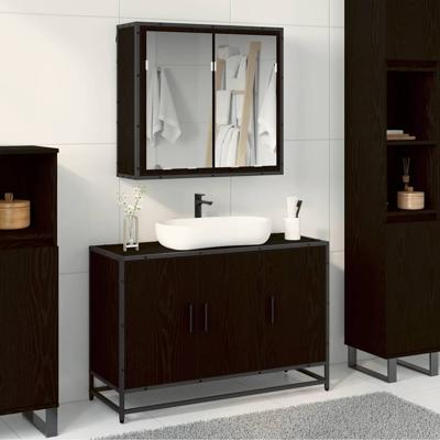 Badkamermeubelset met opslag 2 pcs Zwart eiken 90 x 33 x 60 cm
