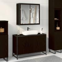 Badkamermeubelset met opslag 2 pcs Zwart eiken 90 x 33 x 60 cm Badkamermeubelset met opslag 2 pcs Zwart eiken 90 x 33 x 60 cm