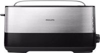 Philips Viva Collection Zwarte metalen broodrooster met lange sleuf en broodjeswarmer - thumbnail