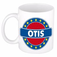 Otis voornaam koffiemok - beker - wit/blauw - 300 ml - Cadeau - Heren - Collega - Vaderdag