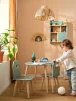 Set houten stoelen en tafel REGENBOOGCOLLECTIE saliegroen Set houten stoelen en tafel REGENBOOGCOLLECTIE saliegroen