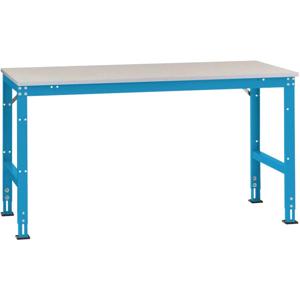 Manuflex AU6071.5012 Werk aanschuiftafel universele standaard met melamine schijf, bxdxh = 1500 x 1200 x 760-870 mm Lichtblauw (RAL 5012)