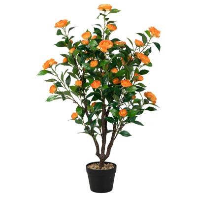 Kunstmatige Camellia Boom Onwerkelijk Bloeiende Camellia Plant Groen + Geel