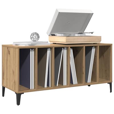 Platenkast 100x38x48 cm bewerkt hout artisanaal eikenkleur