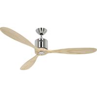 CasaFan AEROPLAN ECO 132 BN-NT Flügel Massivholz natur Plafondventilator 27 W (Ø x h) 132 cm x 310 mm Chroom (geborsteld) Met afstandsbediening, Timer, Met