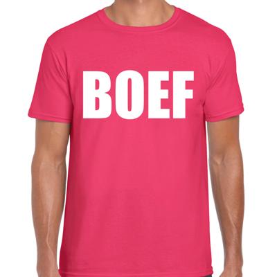 Verkleed T-shirt voor heren - BOEF - roze - carnaval / foute party