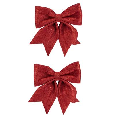 Kersthanger - 4x stuks - strik - rood - 30 x 35 cm - Kerstversiering