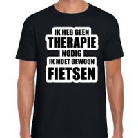 Cadeau t-shirt fietsen zwart heren - Geen therapie nodig ik moet gewoon fietsen - Hobby shirts - thumbnail