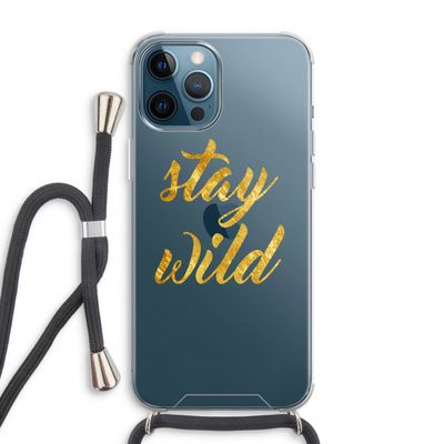 Stay wild: iPhone 12 Pro Max Transparant Hoesje met koord