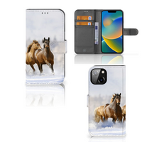 Apple iPhone 14 Telefoonhoesje met Pasjes Paarden