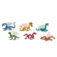Gekleurde speelgoed draken 6 stuks - thumbnail