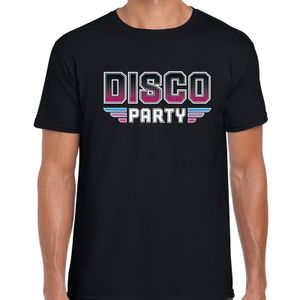 Disco party feest t-shirt zwart voor heren