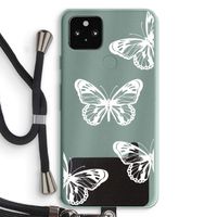 White butterfly: Pixel 5a 5G Transparant Hoesje met koord