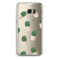 Cactusprint roze: Samsung Galaxy S7 Edge Transparant Hoesje