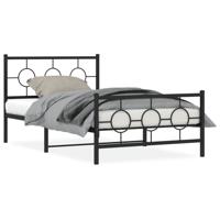Bedframe met hoofd- en voeteneinde metaal zwart 107x203 cm