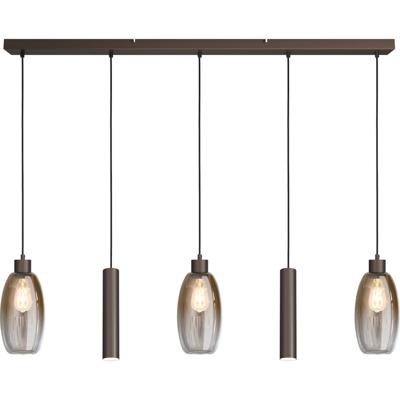 Masterlight Glazen hanglampOlive 3x Ø 12,5cm - 2x Run pendel - cacao - 2431-15-130-5RC20215