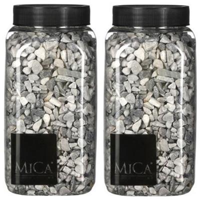 2x mica decorations decoratie/hobby steentjes - lichtgrijs - 650 ml - 5-8 mm