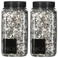 2x mica decorations decoratie/hobby steentjes - lichtgrijs - 650 ml - 5-8 mm 2x mica decorations decoratie/hobby steentjes - lichtgrijs - 650 ml - 5-8 mm