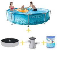 Intex Zwembad - Metal Frame - Strandzijde - 305 x 76 cm - Inclusief Solarzeil, Filterpomp & Filter - thumbnail