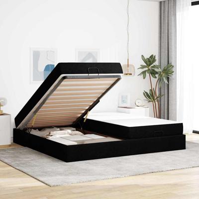Bedframe met opslag Zwart 200 x 200 cm Stof