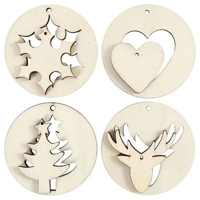 Creativ Company Houten kersthangers 2in1, 8st.