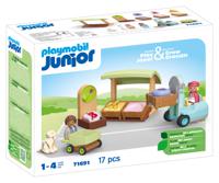 PLAYMOBIL Junior - Biologische marktkraam & vorkheftruck constructiespeelgoed 71691