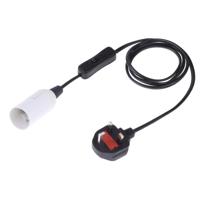 E14 Wire Cap schakelaar lamp houder kroonluchter stopcontact met 1.5 m verlengkabel grote UK plug (wit)