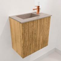 Toiletmeubel Mondiaz Joya Dlux | 40 cm | Meubelkleur Oak | Faye wastafel Saba Wasbak Links | 1 kraangat