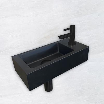 Wiesbaden Fonteinset Rhea S Mini met Fontein - Rechts - Kraan - Sifon - Afvoerplug - Mat Zwart