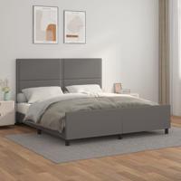Bedframe met hoofdbord kunstleer grijs 180x200 cm