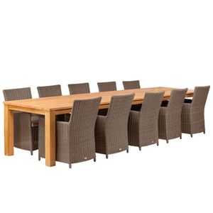 Teak dinner tafel Solide Rustiek Tafel 400x100x80 cm- - Teak- Tuindeco
