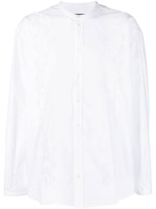 Dolce & Gabbana chemise sans col à détails de dentelle - Blanc