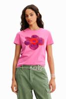 T-shirt met bloemenillustratie - RED - XS