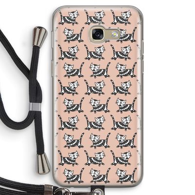 Zwarte poes: Samsung Galaxy A5 (2017) Transparant Hoesje met koord