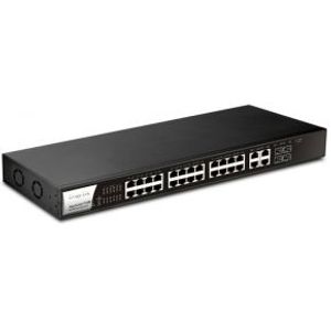 Draytek VigorSwitch P1280 Managed 10G Ethernet (100/1000/10000) Power over Ethernet (PoE) Zwart