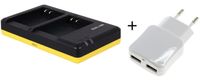 Duo lader voor 2 camera accu's Nikon EN-EL23 + handige 2 poorts USB 230V adapter