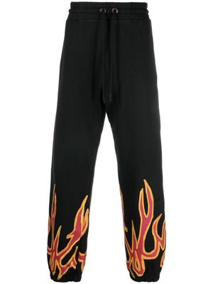 Palm Angels pantalon de jogging à détail de flamme - Noir