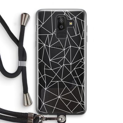 Geometrische lijnen wit: Samsung Galaxy J8 (2018) Transparant Hoesje met koord