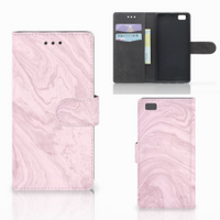 Huawei Ascend P8 Lite Bookcase Marble Pink - Origineel Cadeau Vriendin - thumbnail
