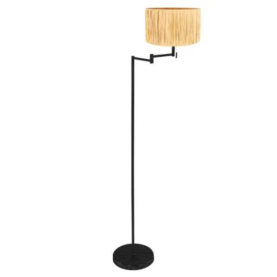 Steinhauer VloerlampBella zwart met strokleurige kap - 3885ZW